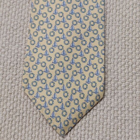 Brooks Brothers Pure Silk Yellow Nautical Themed Men's Necktie - Picture 6 of 9